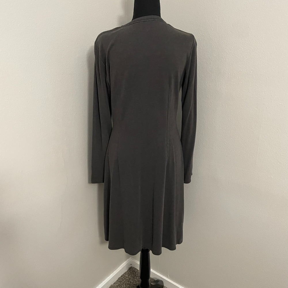 HORNY TOAD Womens Sz Medium Gray Long Sleeve Faux Surplice Dress Toad & Co - Picture 8 of 10